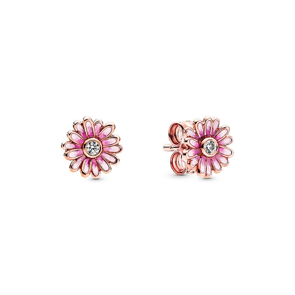 Pink Daisy Flower Studs Earrings - Picture 1 of 2